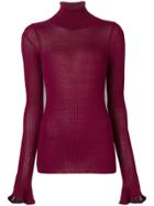 Victoria Beckham Turtleneck Sheer Jumper - Red