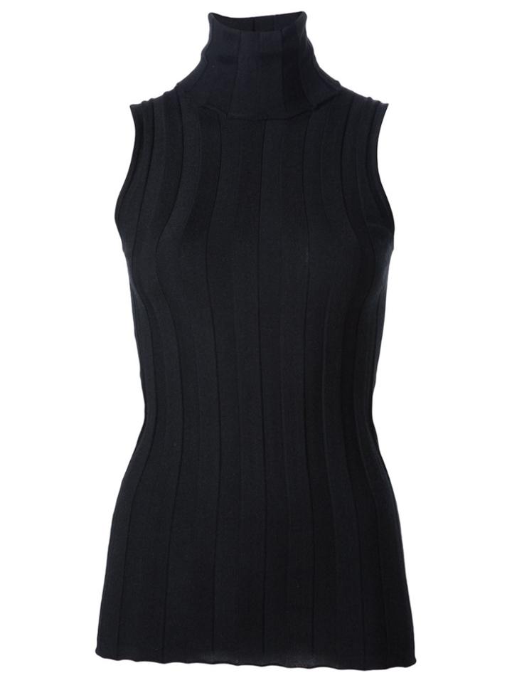 Derek Lam Ribbed Sleeveless Turtleneck - Black