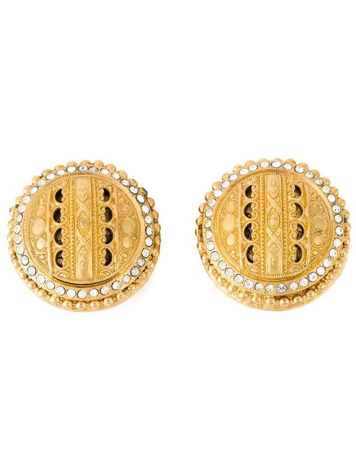 Gianfranco Ferre Vintage Crystal Embellished Earrings, Women's, Metallic