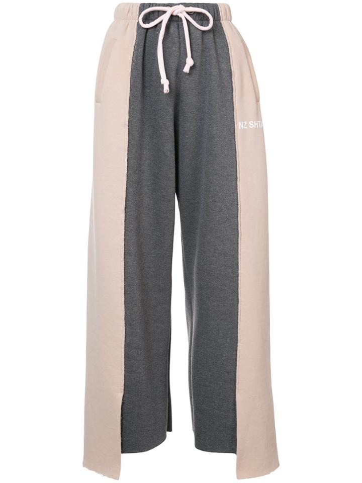 Natasha Zinko Contrast Side Panel Raw Hem Track Pants - Pink & Purple
