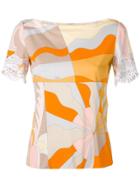 Emilio Pucci Acapulco Print Embroidered Short Sleeved Top - Orange