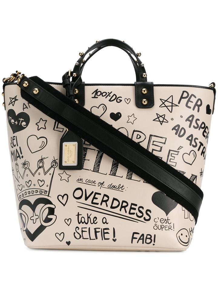Dolce & Gabbana Beatrice Mural Tote Bag - Nude & Neutrals