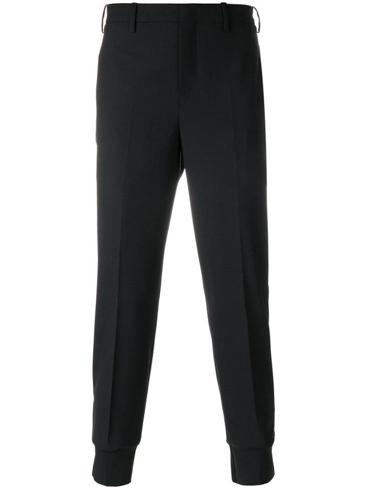 Neil Barrett Slim Fit Trousers With Elasticated Cuffs - Black
