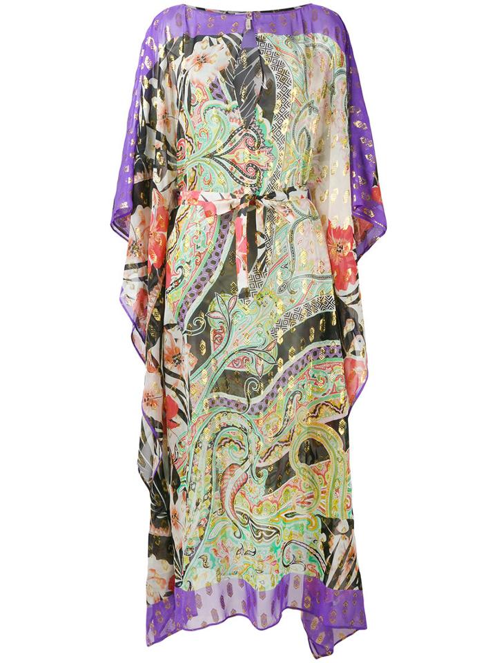 Etro - Metallic (grey) Paisley Kaftan - Women - Silk/metallic Fibre - S, Silk/metallic Fibre