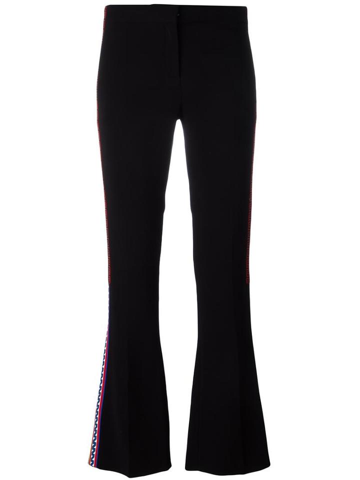 Versace Greek Key Striped Trousers, Women's, Size: 38, Black, Viscose/acetate/silk/spandex/elastane
