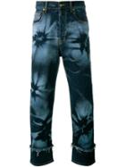 James Long Hibiscus Print Jeans, Men's, Size: 34, Blue, Cotton/spandex/elastane
