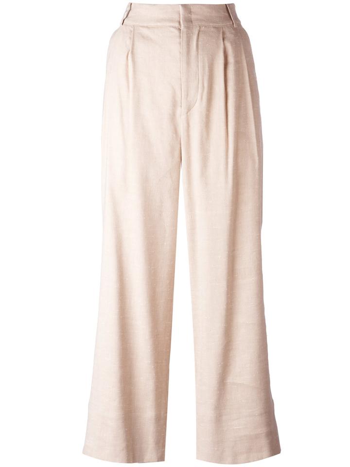 Isabel Marant - Flared Tailored Trousers - Women - Silk/cotton/linen/flax/viscose - 38, Nude/neutrals, Silk/cotton/linen/flax/viscose