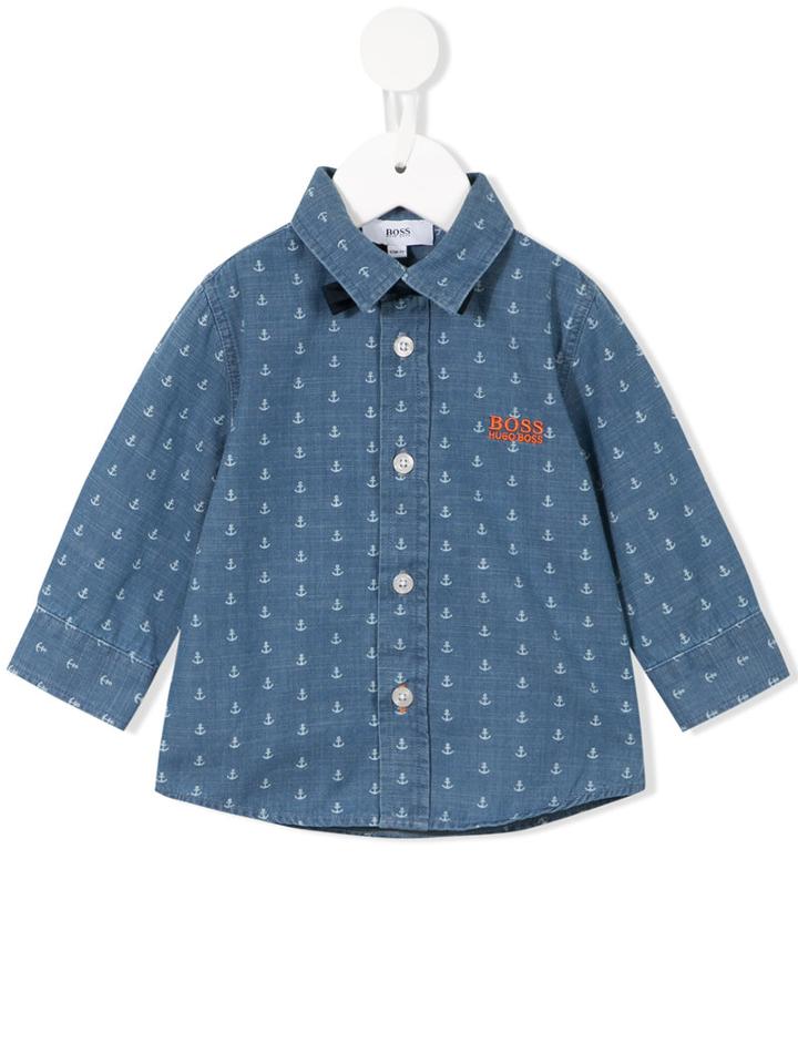 Boss Kids - Anchor Print Shirt - Kids - Cotton - 12 Mth, Blue
