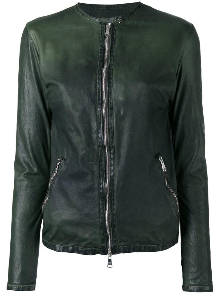 Giorgio Brato Zipped Biker Jacket, Women's, Size: 40, Green, Leather