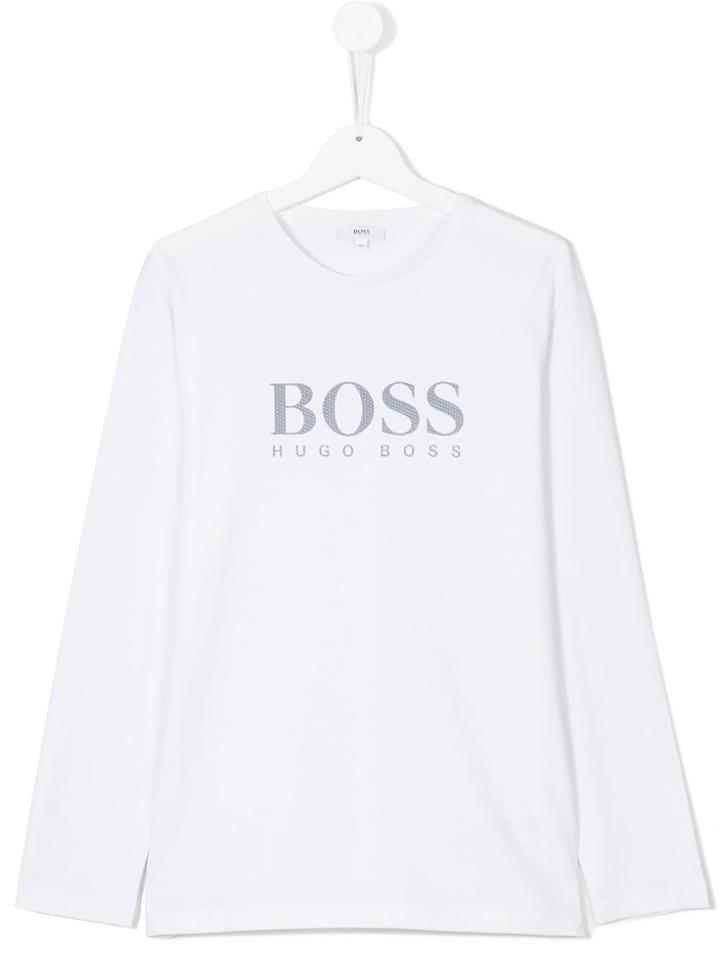 Boss Kids Logo Print Top - White