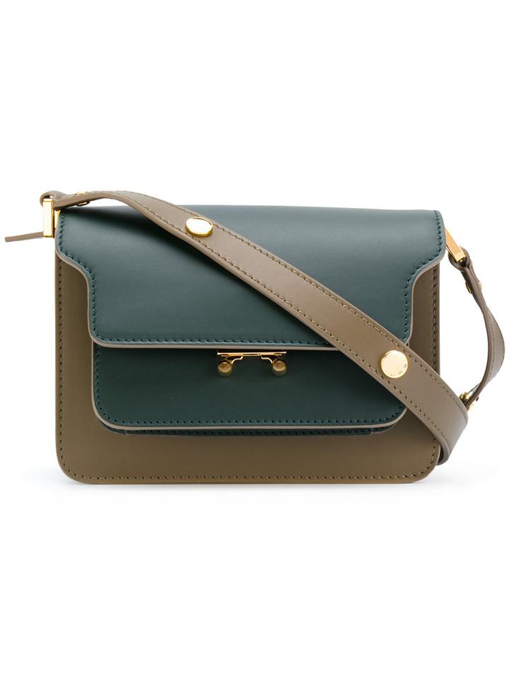 Marni - Contrast Trunk Satchel - Women - Calf Leather - One Size, Green, Calf Leather