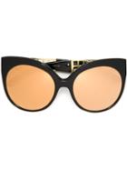 Linda Farrow 388 Sunglasses, Women's, Black, Acetate/gold Plated Titanium