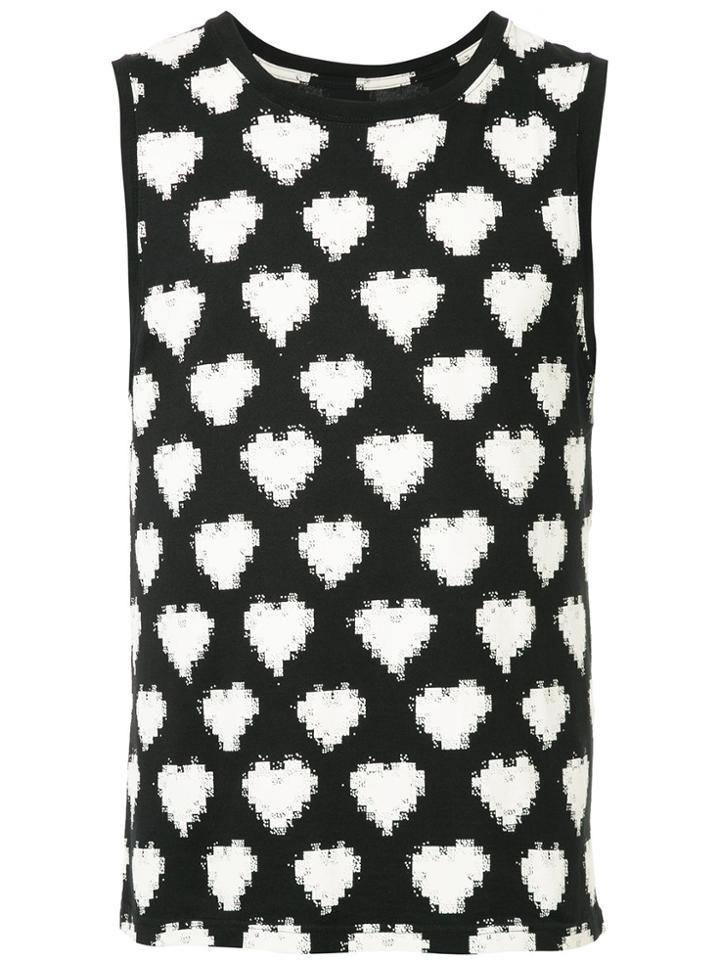 Facetasm Heart Print Tank Top - Black