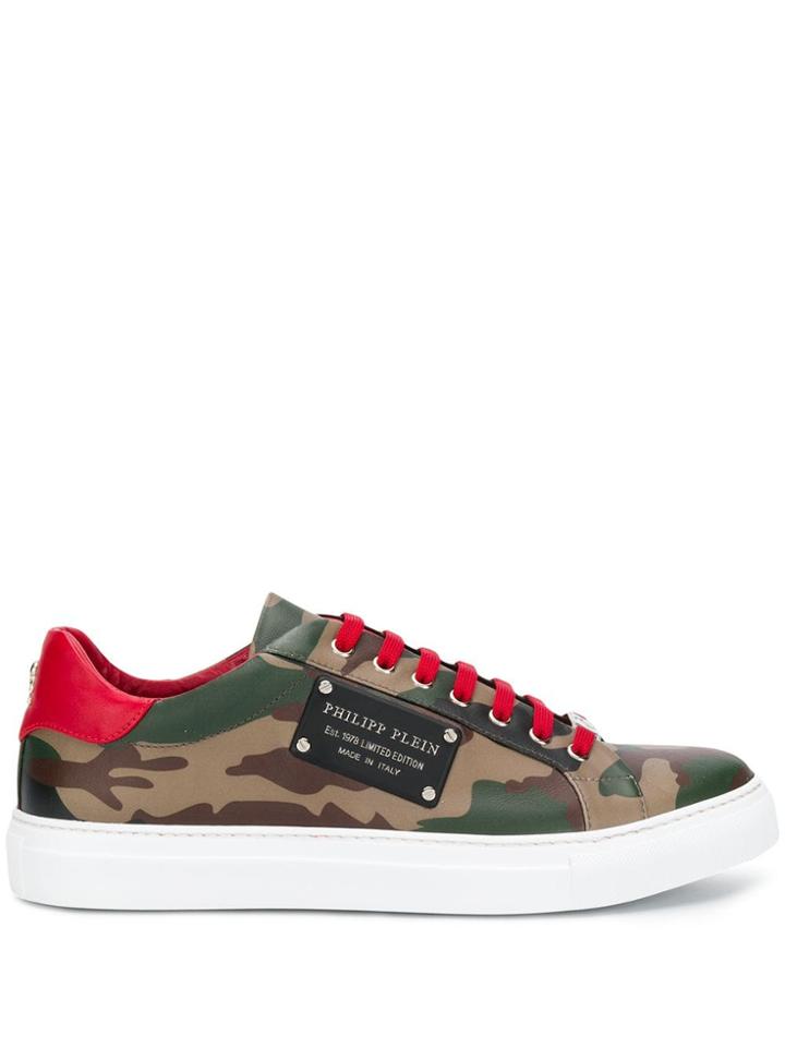 Philipp Plein Camouflage Print Trainers - Green