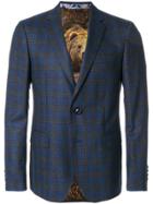 Etro Checked Two-button Suit Jacket - Blue