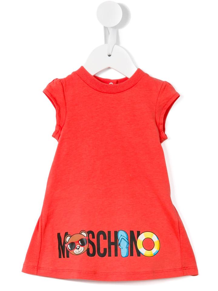 Moschino Kids - Beach Logo Hem Dress - Kids - Cotton - 9-12 Mth, Yellow/orange