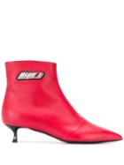 Msgm Kitten Heel Ankle Boots - Red