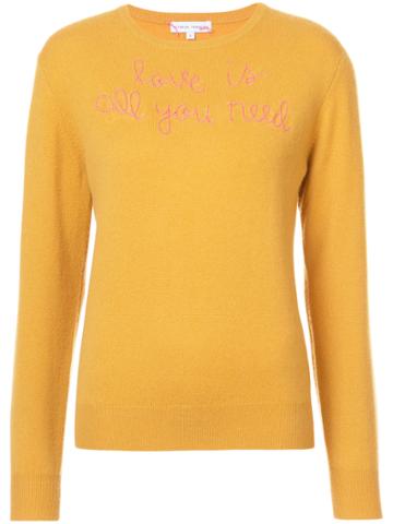 Lingua Franca Quote Embroidered Sweater - Yellow & Orange