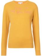 Lingua Franca Quote Embroidered Sweater - Yellow & Orange