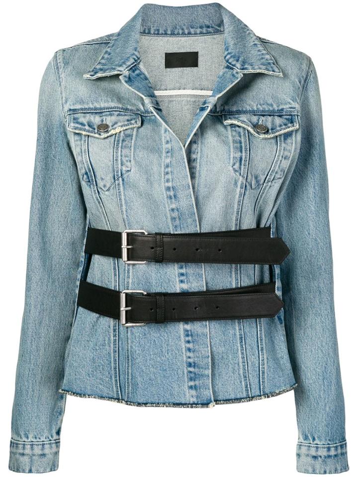 Rta Double Buckle Denim Jacket - Blue