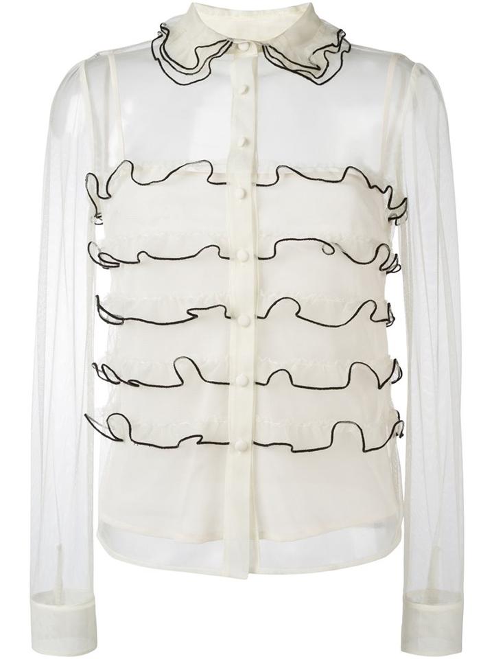 Red Valentino Semi Sheer Ruffled Shirt