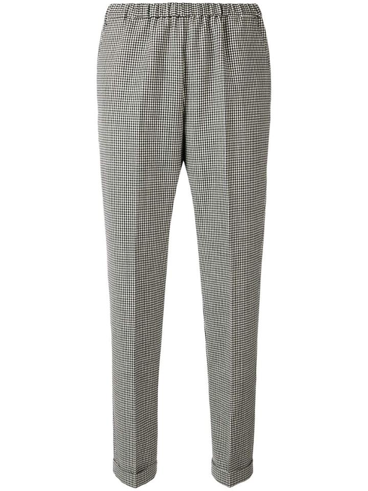 Alberto Biani Check Print Tapered Trousers - Black