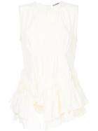 Jil Sander Pleated Ruffled Asymmetric Top - White