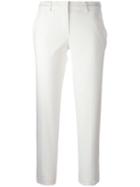 Armani Jeans Slim-fit Cropped Trousers, Women's, Size: 42, White, Viscose/cotton/modal/spandex/elastane