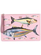 Dolce & Gabbana Fish Print Clutch, Women's, Pink/purple, Leather