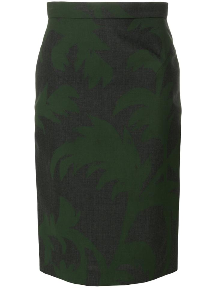 Vivienne Westwood Leaf Print Pencil Skirt - Grey