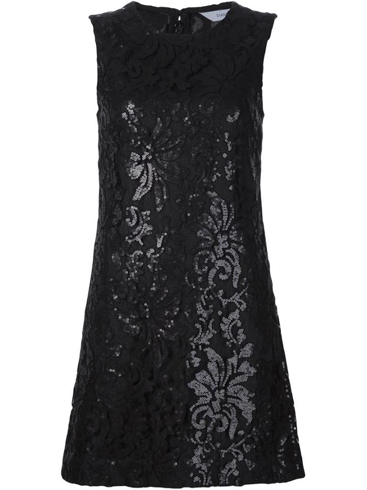 Diane Von Furstenberg Sequinned Lace Shift Dress, Women's, Size: 0, Black, Nylon/polyester/spandex/elastane