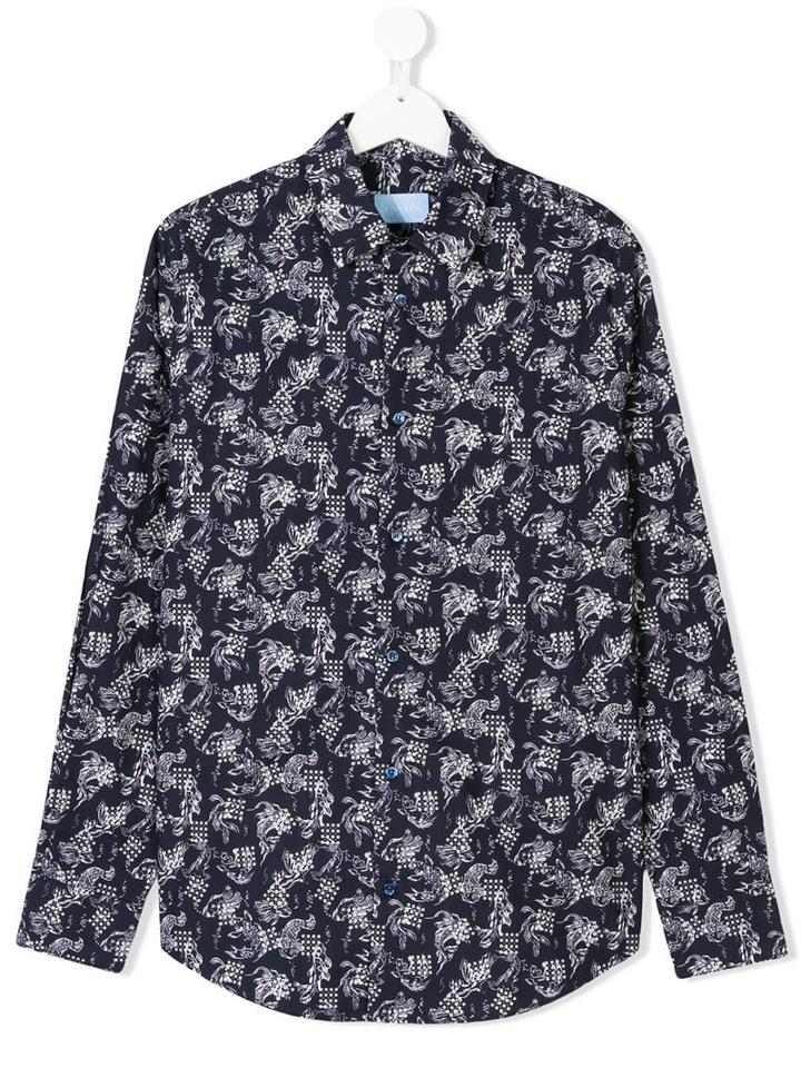 Lanvin Enfant Fish Print Shirt - Blue