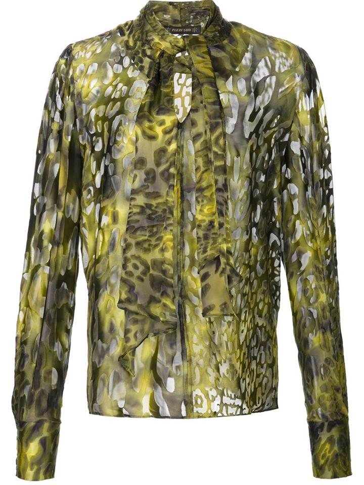 Plein Sud Animal Print Blouse, Women's, Size: 42, Green, Silk/viscose