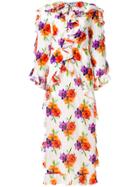 Msgm Floral Print Ruffle Trim Dress - Multicolour