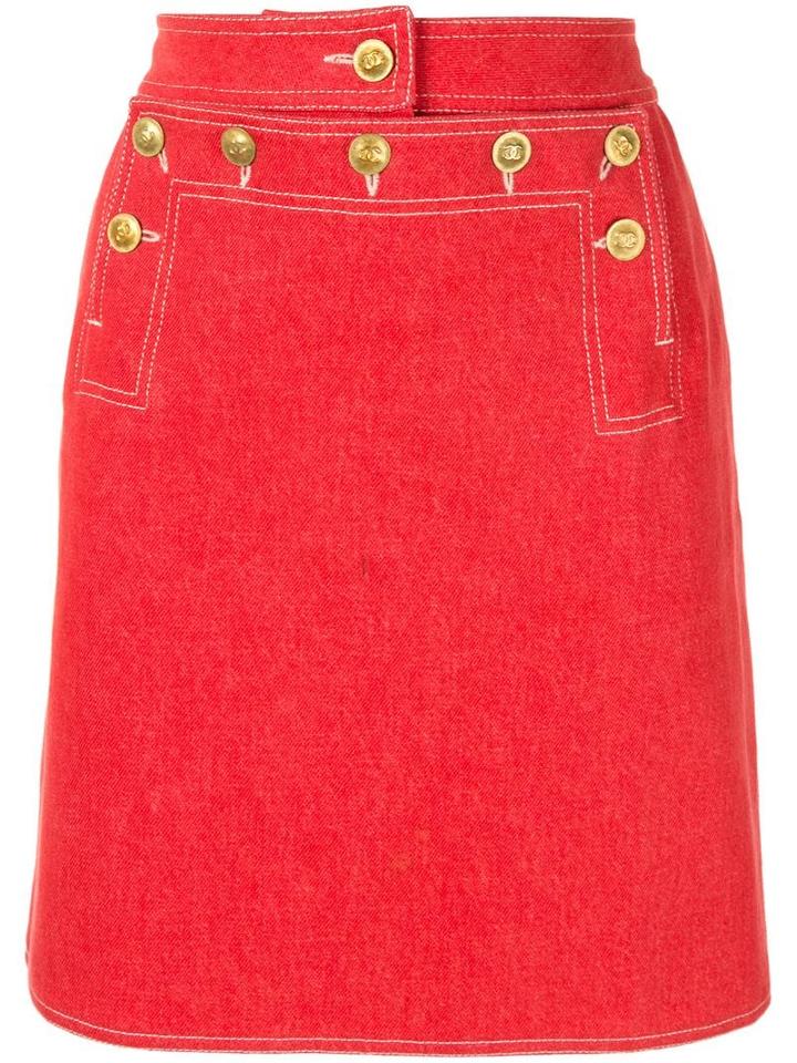 Chanel Pre-owned Cc Logos Skirt - Red