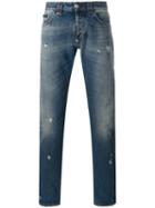 Philipp Plein Distressed Straight-leg Jeans, Men's, Size: 34, Blue, Cotton/polyester