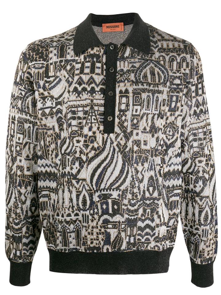 Missoni Intarsia-knit Polo Shirt - Black