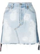 Forte Couture Distressed Denim Mini Skirt - Blue