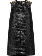 Gucci Crocodile Print Leather Dress - Black