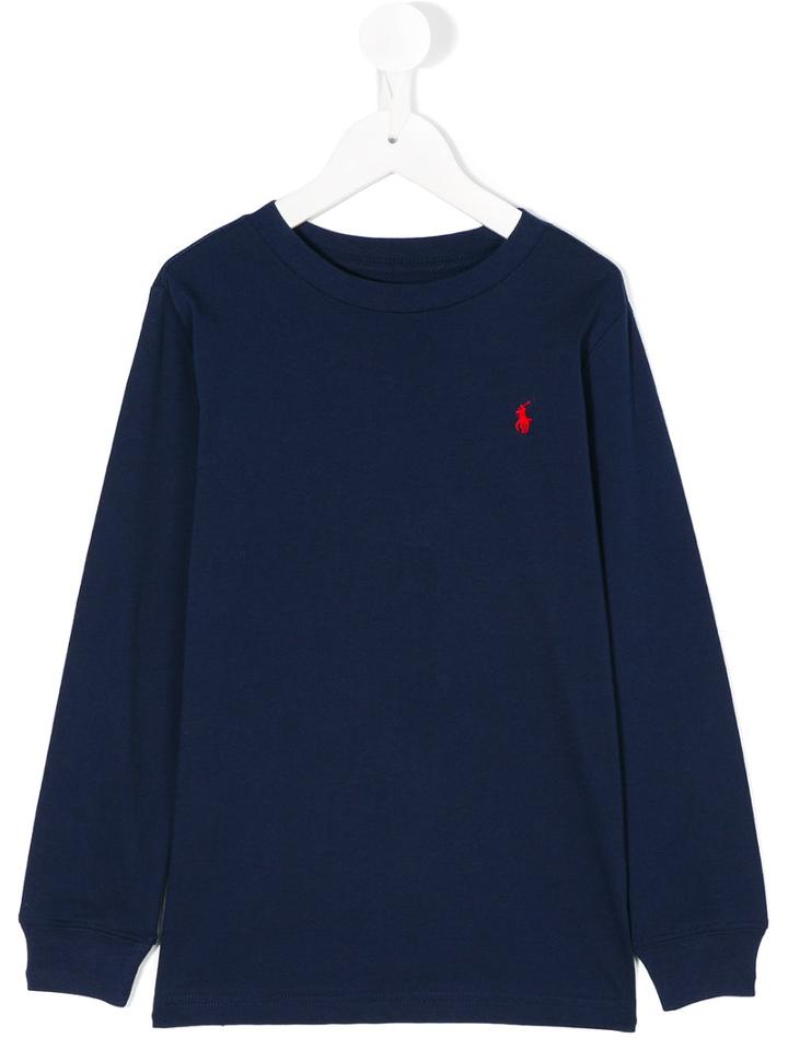 Ralph Lauren Kids - Logo Long Sleeve T-shirt - Kids - Cotton - 3 Yrs, Blue