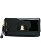 Salvatore Ferragamo Medium Logo Clutch, Women's, Black, Patent Leather