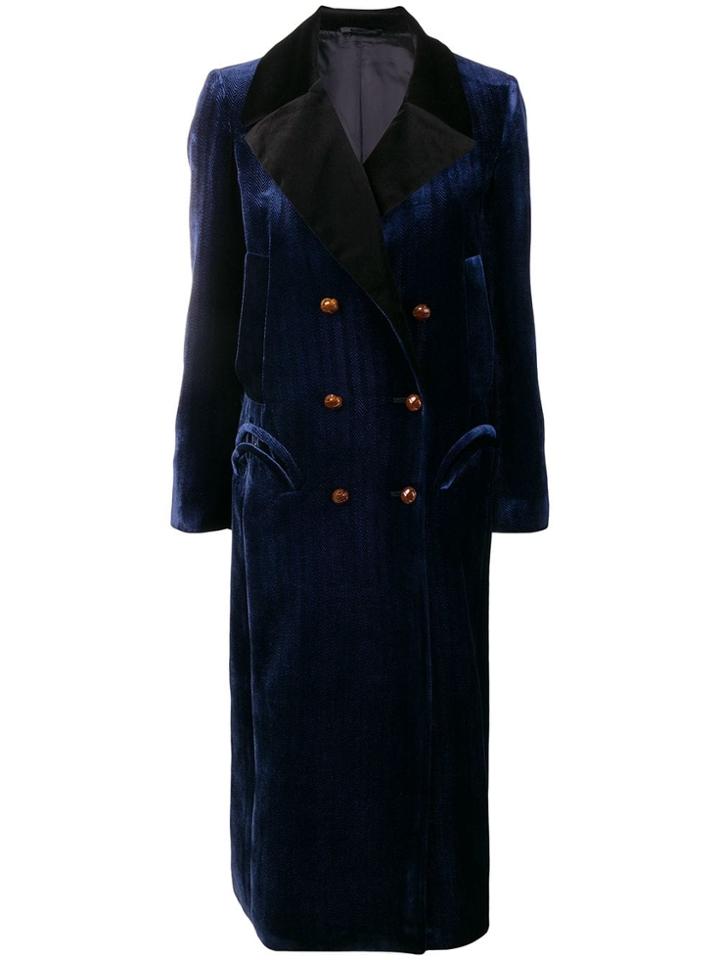 Blazé Milano Double Breasted Long Coat - Blue
