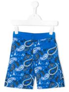 John Galliano Kids - Paisley Print Swim Shorts - Kids - Polyester - 10 Yrs, Blue
