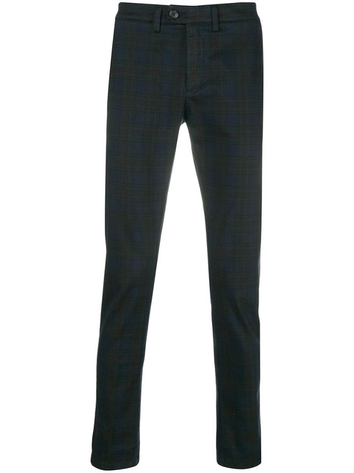 Department 5 Checked Print Trousers - Blue