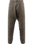 Ziggy Chen Striped Drop-crotch Trousers, Size: 48, Grey, Cotton/hemp/linen/flax