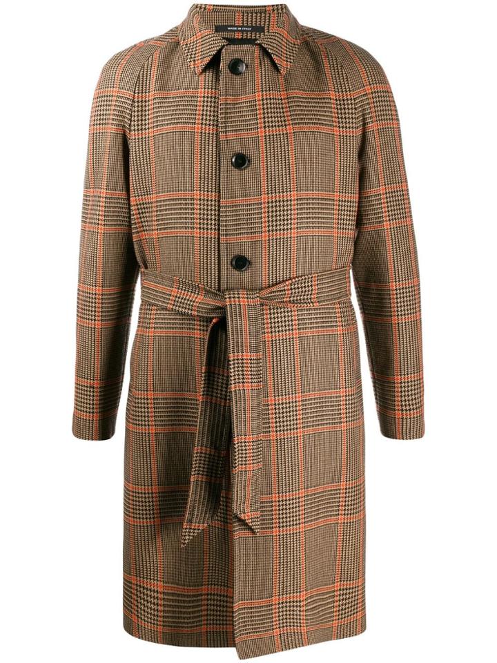 Tagliatore Check Pattern Coat - Brown