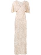Alice+olivia Krystina Cape Sleeve Gown, Women's, Size: 6, Nude/neutrals, Nylon