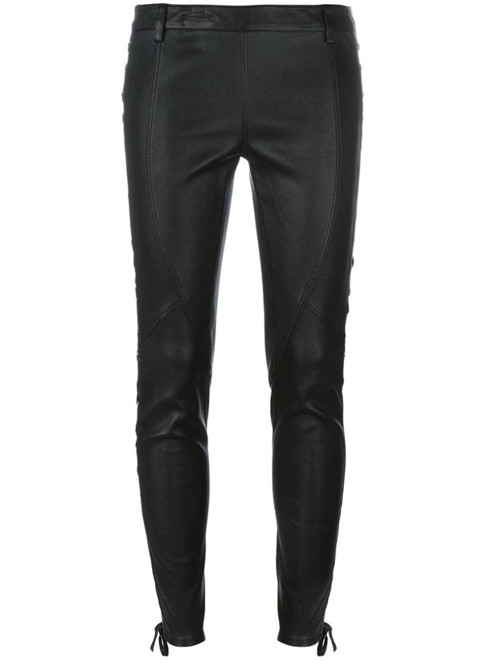 Faith Connexion Lace-up Detailing Leather Trousers - Black