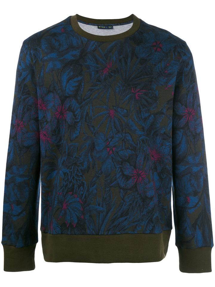Etro Floral Print Sweatshirt, Size: Medium, Blue, Cotton/polyamide