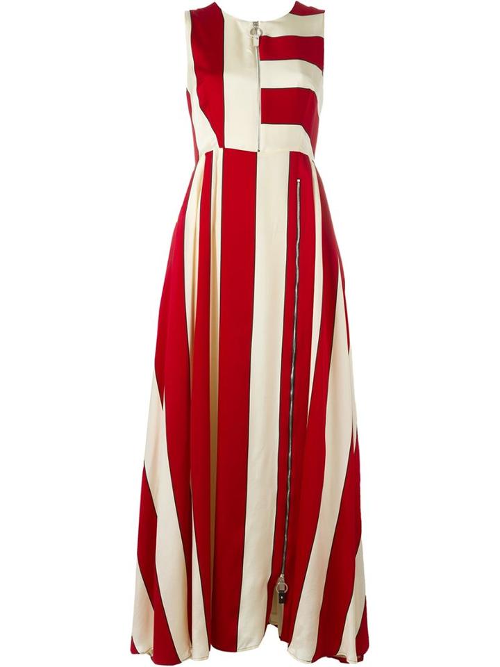 Sportmax Zip Detail Striped Dress, Women's, Size: 40, Nude/neutrals, Viscose/silk/polyester